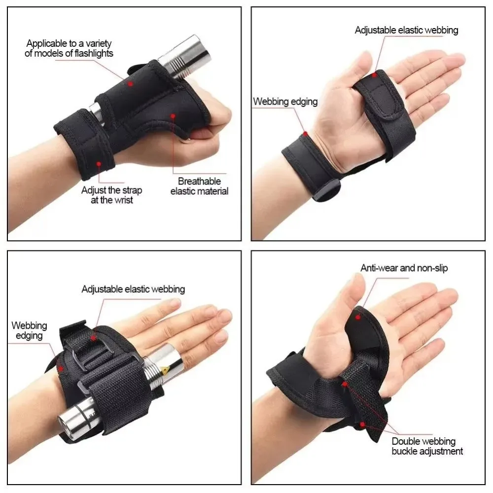 حامل مصباح يدوي مرن مادة مريحة غطاء معصم من النيوبرين متين بدون استخدام اليد غطاء خلفي ناعم تحت الماء للغوص