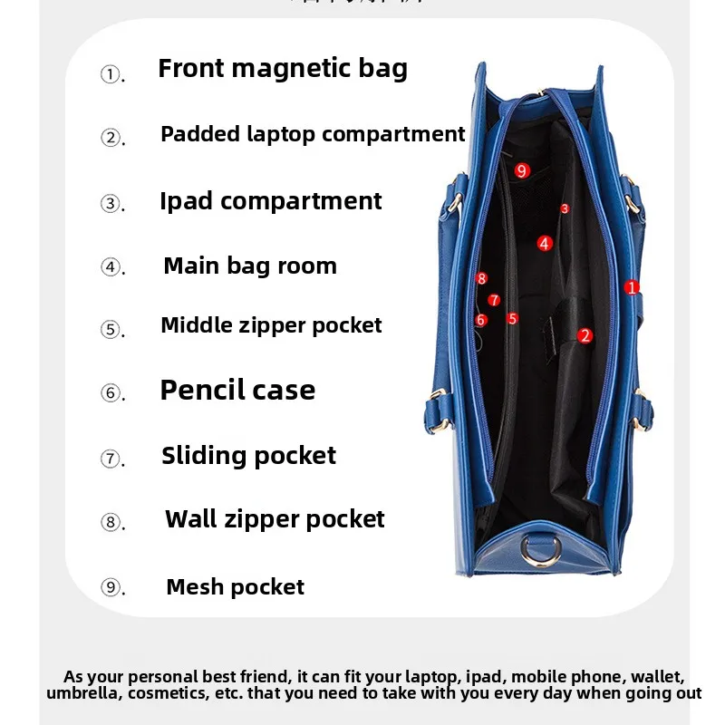 Tas Laptop Unisex 15.6 Inch Kapasitas Besar, Tas Selempang, Tas Jinjing, Tas Kerja untuk Pria dan Wanita
