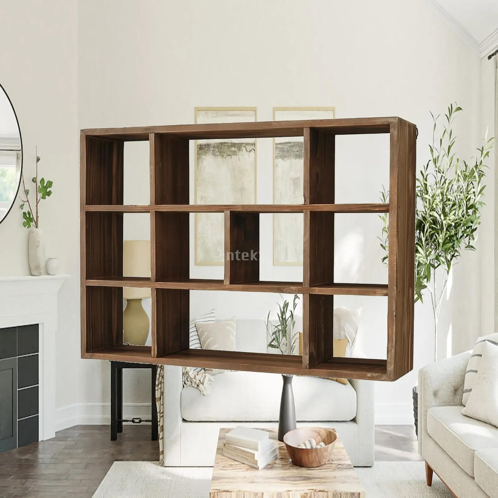 Floating Wall Shelf Solid Wood Display Rack for Books Decor Plants Home Office Organizer