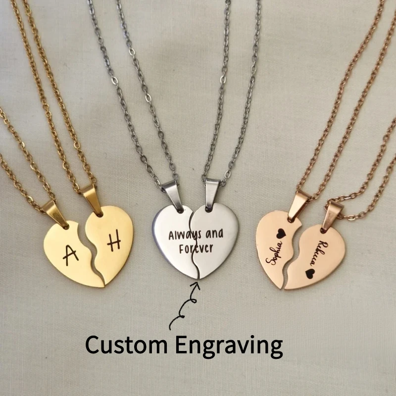 

Custom Lettering Love Necklace Lovers' Best Friend Sisters Gift Split Love Pendant Fashionable Versatile Commemorative Gift