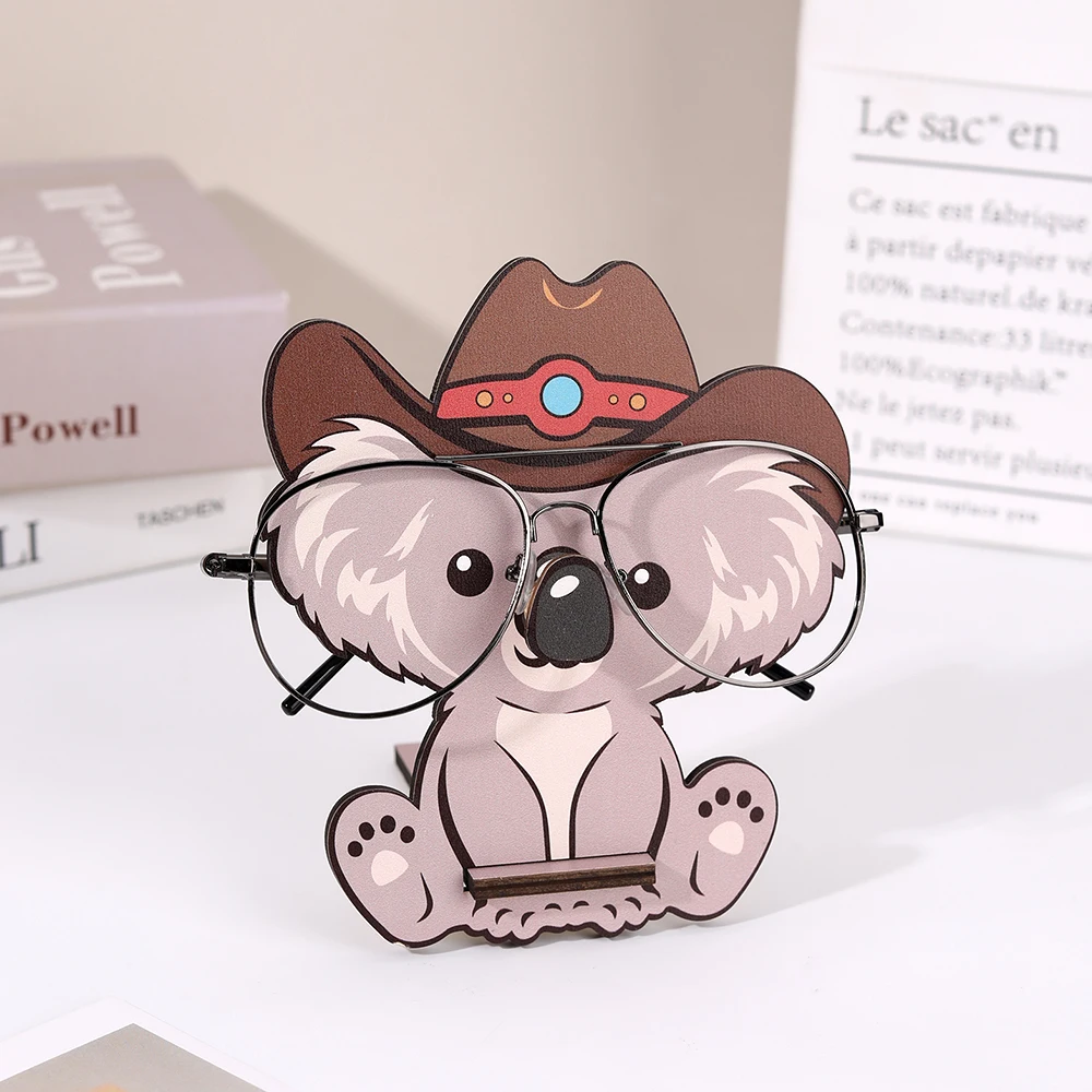 3D Cartoon Koala Glasses Frame Cute Animal Glasses Frame Sunglasses Display Rack Hand-carved Home Wooden Decoration Home Storage