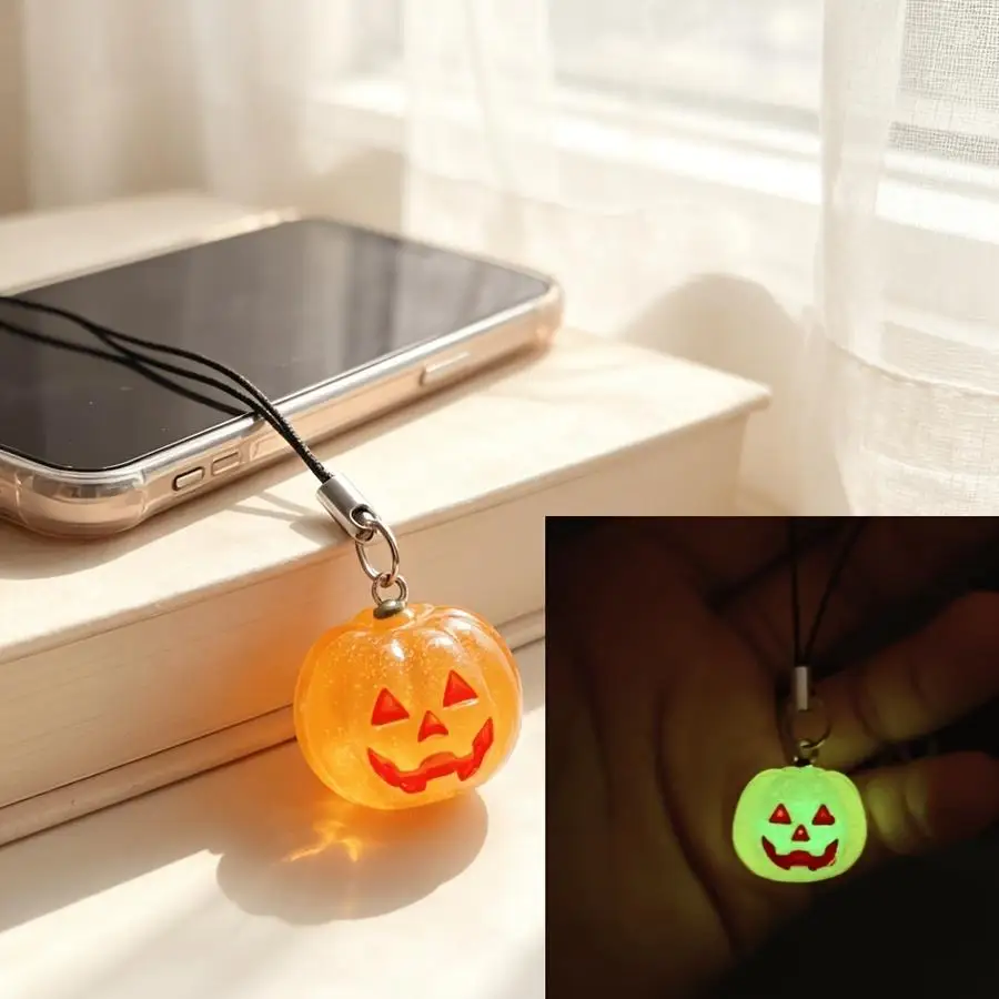 1/5/10/20/50/100pcs Cute Pumpkin Glows-in-the-Dark Cell Phone Accessory, Made of Durable Resin, Perfect for Bags and Keys, Fun a