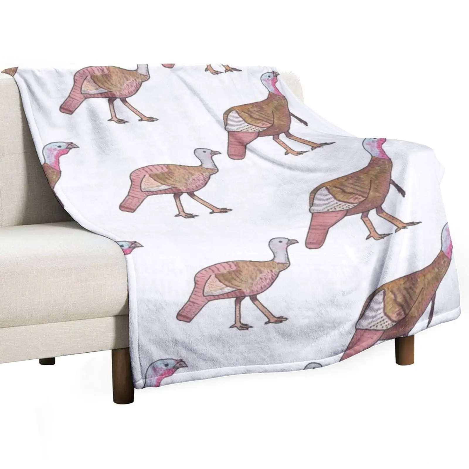 

Wild Turkey bird species watercolor bird art Throw Blanket Soft Plush Plaid bed plaid Soft Plaid Travel Blankets