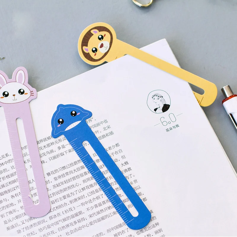 30Pcs Cute Animal Paper Bookmarks With Scale Paper Book Holder Stationery School Supplie