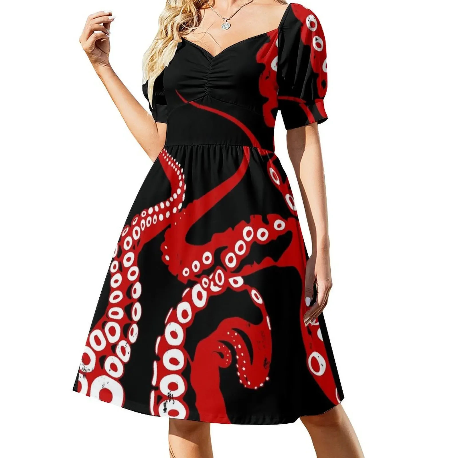 

Red Kraken Cthulhu Octopus Tentacles From The Ocean Deep Sleeveless Dress luxury dress birthday dresses for women Dress