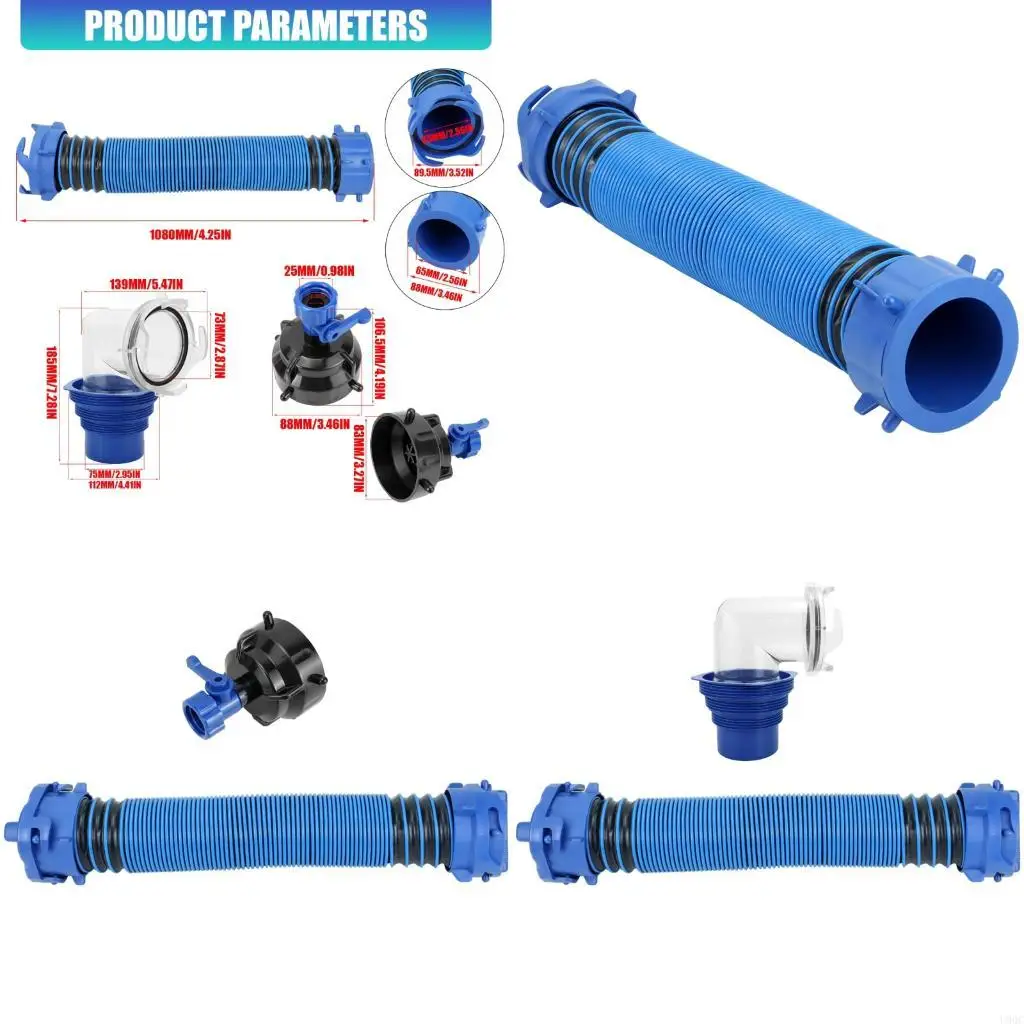 

Universal Rvs Waste Water Hose 3 Feet Elastic TPE Construction Easy Storage Space Saving Sewer Hose New