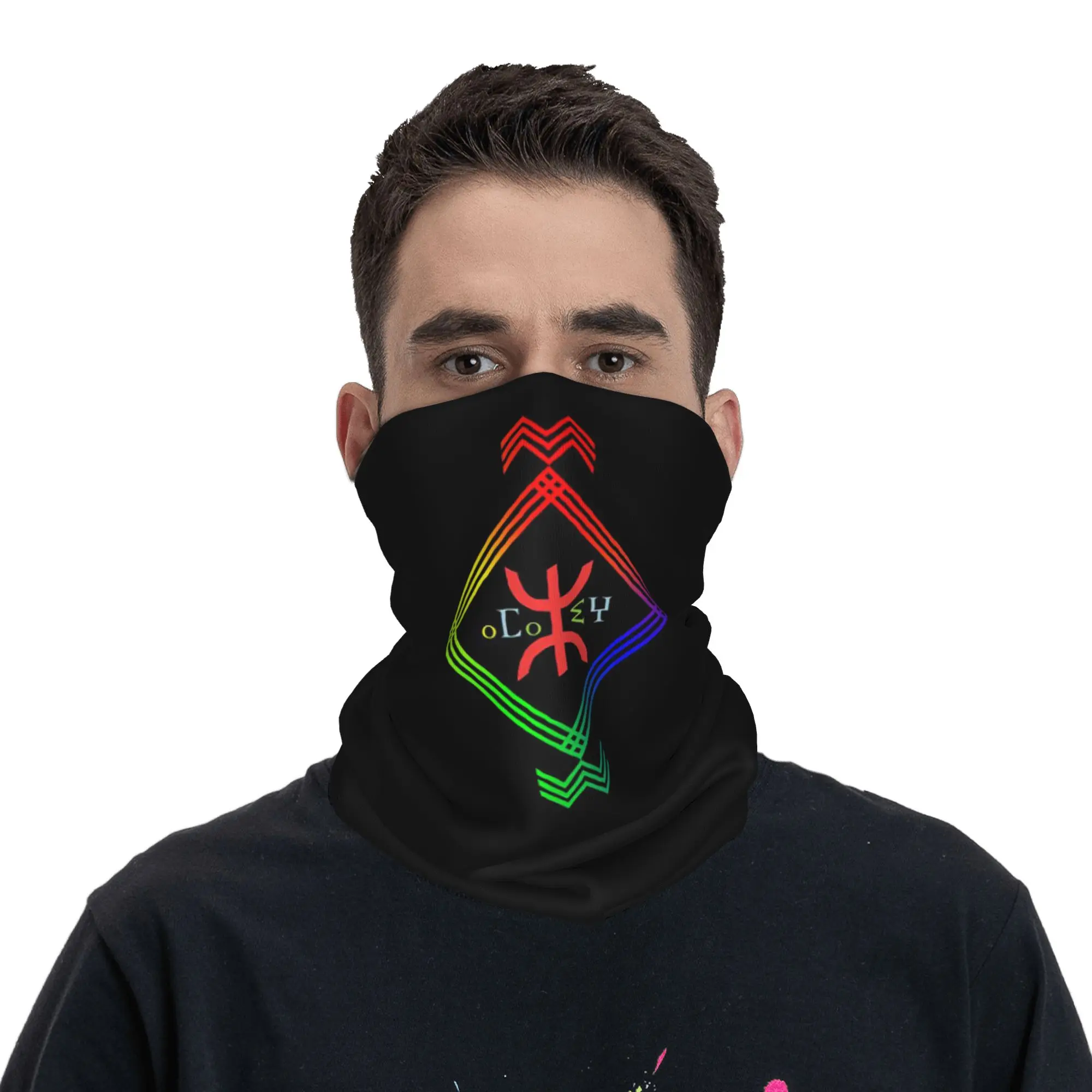 

Amazigh Tifinagh Cultural Flag Alphabet Design Bandana Neck Cover Printed Mask Scarf Headband Hiking Fishing Unisex Washable