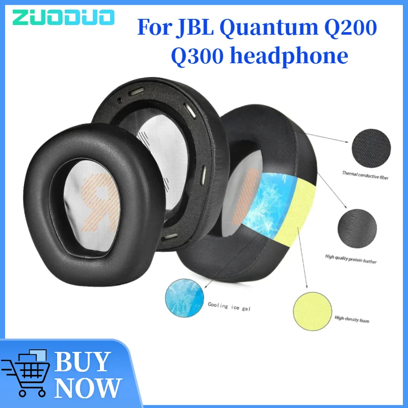

ZUODUO Replacement Ice Gel Ear Pads Cushion For JBL Quantum Q200 Q300 Headphone Earpads Soft Leather Foam Sponge Earmuffs