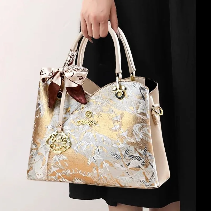 Holiday Gift Light Luxury National Style Bag Women's 2026 New Atmospheric Leather  Bag Embroidered Handbag High Appearance Level