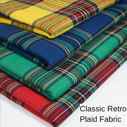 Plaid Fabric Cotton By The Meter for Dresses Clothing JK Skirts Diy Sewing Yarn-dyed Classic Cloth Summer Blue Thin Textile Red
