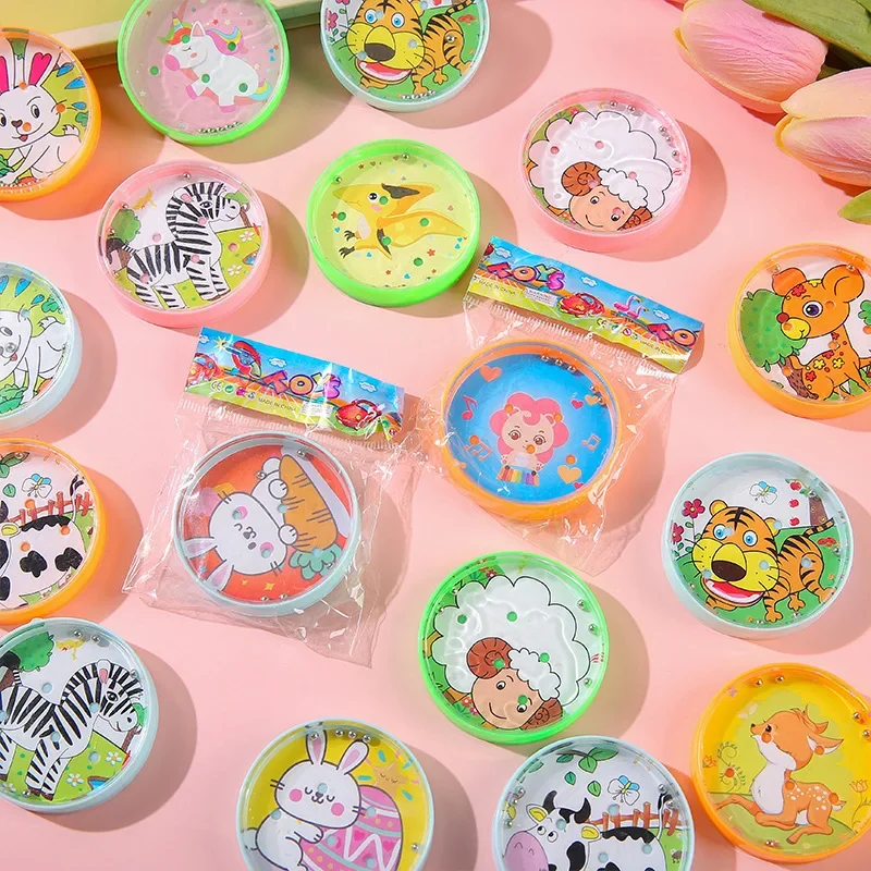 10Pcs Cartoon Animal Round Balance Maze Ball Toys for Kids Birthday Baby Shower Party Favors Kindergarten Prizes Pinata Fillers