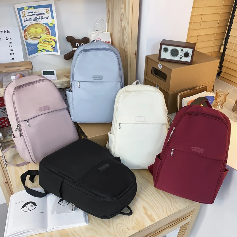 Plecak damski nylonowy plecak damski na laptopa moda plecak na ramię torba styl Preppy Solid Color plecaki dla dziewcząt Bookbag