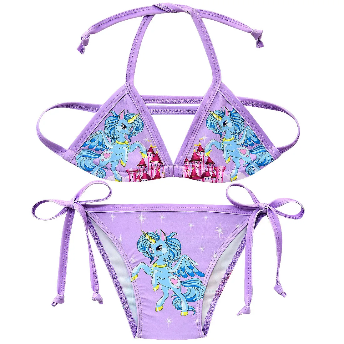 New Cute Girls Unicorn Swimsuit Kid Strap Bikini Suit 2pcs Outfits Kid Fashion Clothes toddler lol Children