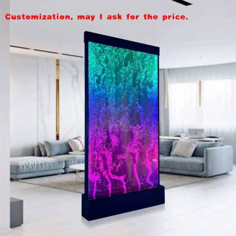 

custom.Customized Acrylic Waterfall Bubble Wall Decoration LED Light Indoor Floor-standing Panel Movable Room Divider