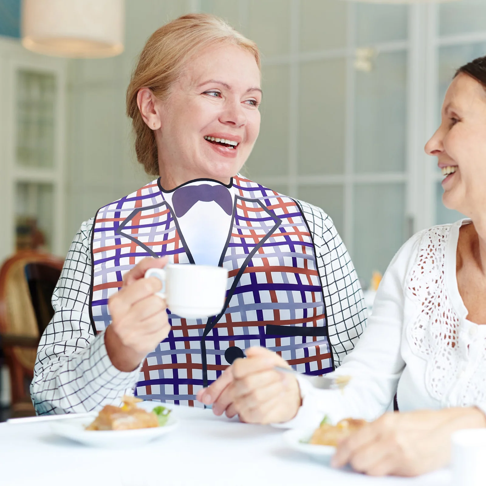 

Waterproof Bib Reusable Adjustable Eating Bib For Elderly Adult Mealtime Protection Large Capacity Drool Proof Washable Dining