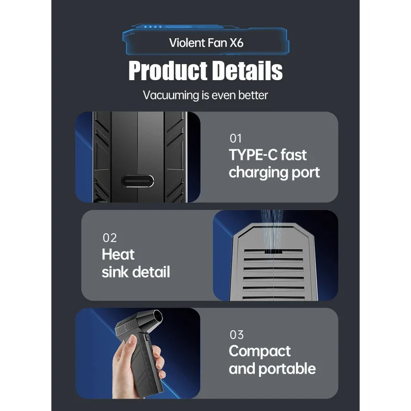 X6/x6pro منفاخ توربيني بدون فرش مروحة توربوجيت سيارة لاسلكية شقافة تنظيف أوراق الغبار تهب