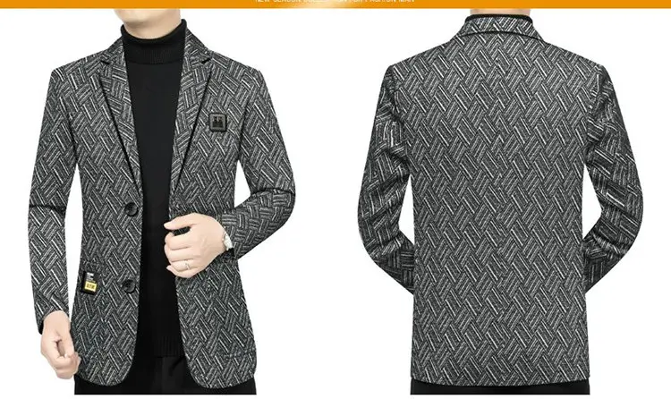 Herren-Blazer Modischer Business-Bankett-Tanz-Sänger-Blazer Gestreifter Figurbetonter Lässiger Trendiger Hochzeits-Bankett-Performance-Blazer – Detail 9