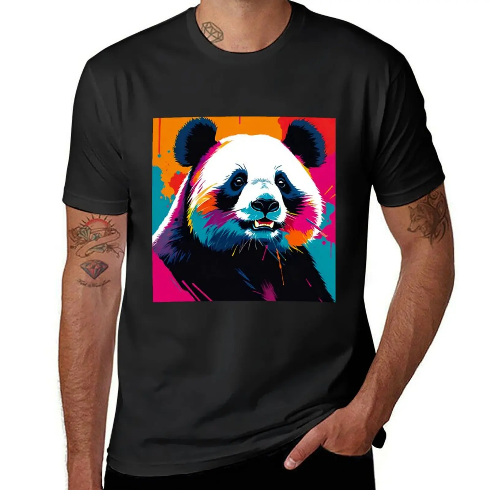 Graceful Giant: Beautiful Panda in its Natural Habitat T-Shirt plain blanks animal prinfor boys Men's clothing