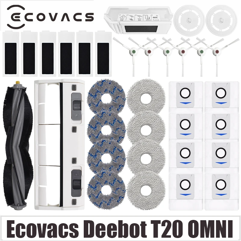 Ersatzteile Ecovacs Deebot T20 OMNI/T20/T20e/T20 Pro Zubehör Hauptseitenbürste Mopptuch HEPA-Filter Staubbeutel Ersatz – Detail 1