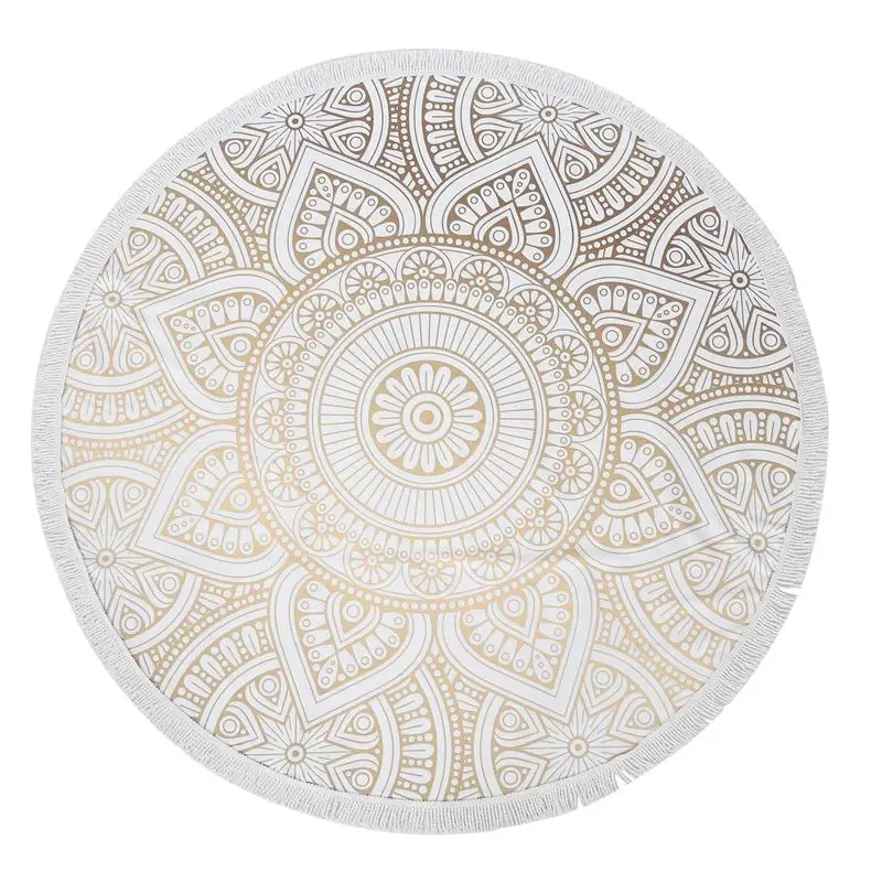 AB33-Round Microfiber Mandala Beach Towel Indian Hippie Boho Beach Towel With Tassels Oversized Wrap Blanket Travel Tapestry