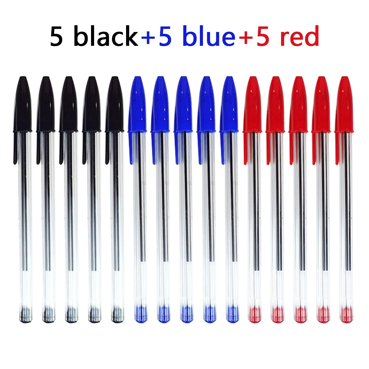 Comfort balpen, medium punt, 1,0 mm, voor soepel schrijven en journaling, zwart/blauw/rode inkt, 10/15 stuks