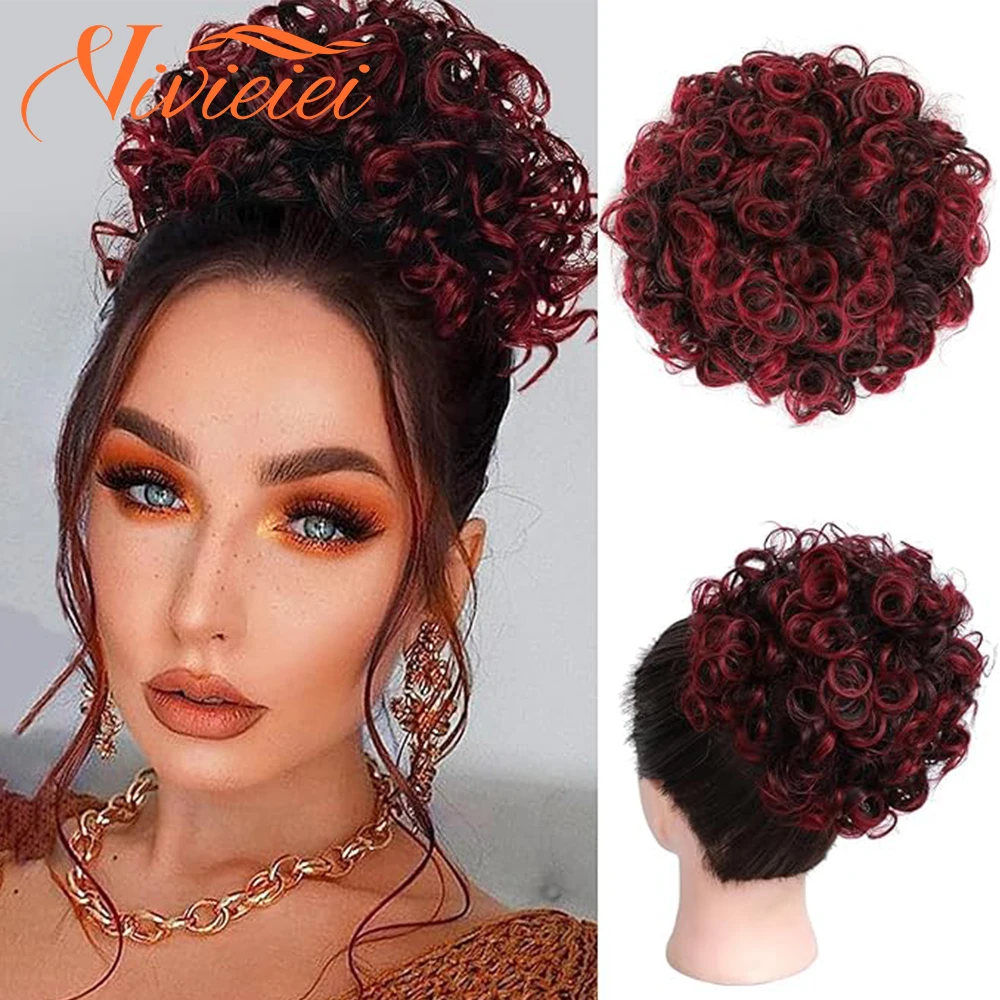 

Curly Hair Buns Hair Piece Clip In Synthetic Tousled Updo Large Curly Drawstring Ponytail Clip On Hair Bun Ponytail For Women