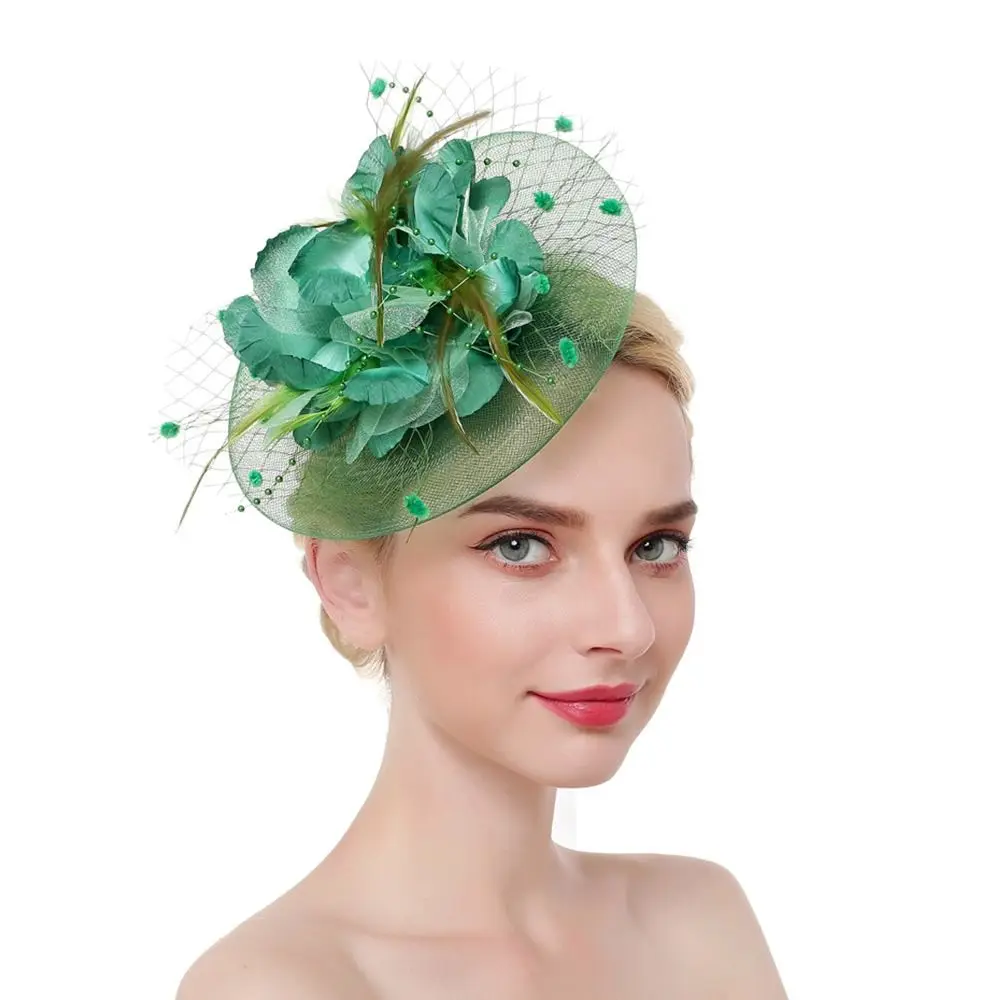 Stylish Fascinator Hats Flower Pearl Headband Charming Headwear Flower Mesh Headband Fascinators Top Hat Hair Accessories