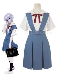 High Quality Ayanami Rei Cosplay Costume Ayanami Rei Asuka Blue School Uniform Dress Outfit Halloween Costumes for Women