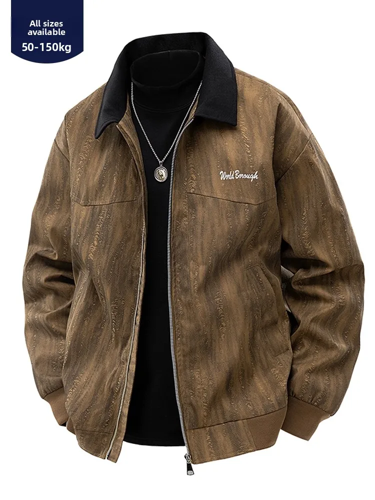 

Extra Large 300 Pou American Casual Lapel Jaet Men's Spring Autumn Sli Haome High End Retro Detroit Coat