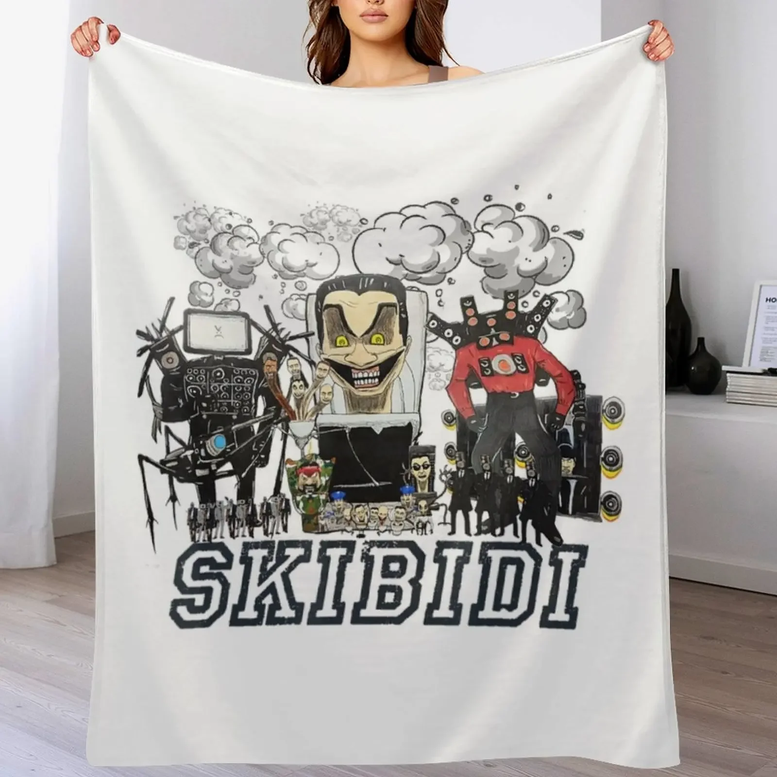 

Skibidi toilet Funny game Throw Blanket Sleeping Bag Flannel Softest Blankets