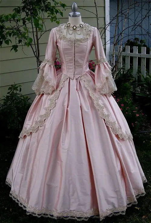 

Women's Victorian Rococo Dress Inspiration Maiden Costume 18th Century Dress Renaissanceong Bell Sleeves Appliques wedding dress