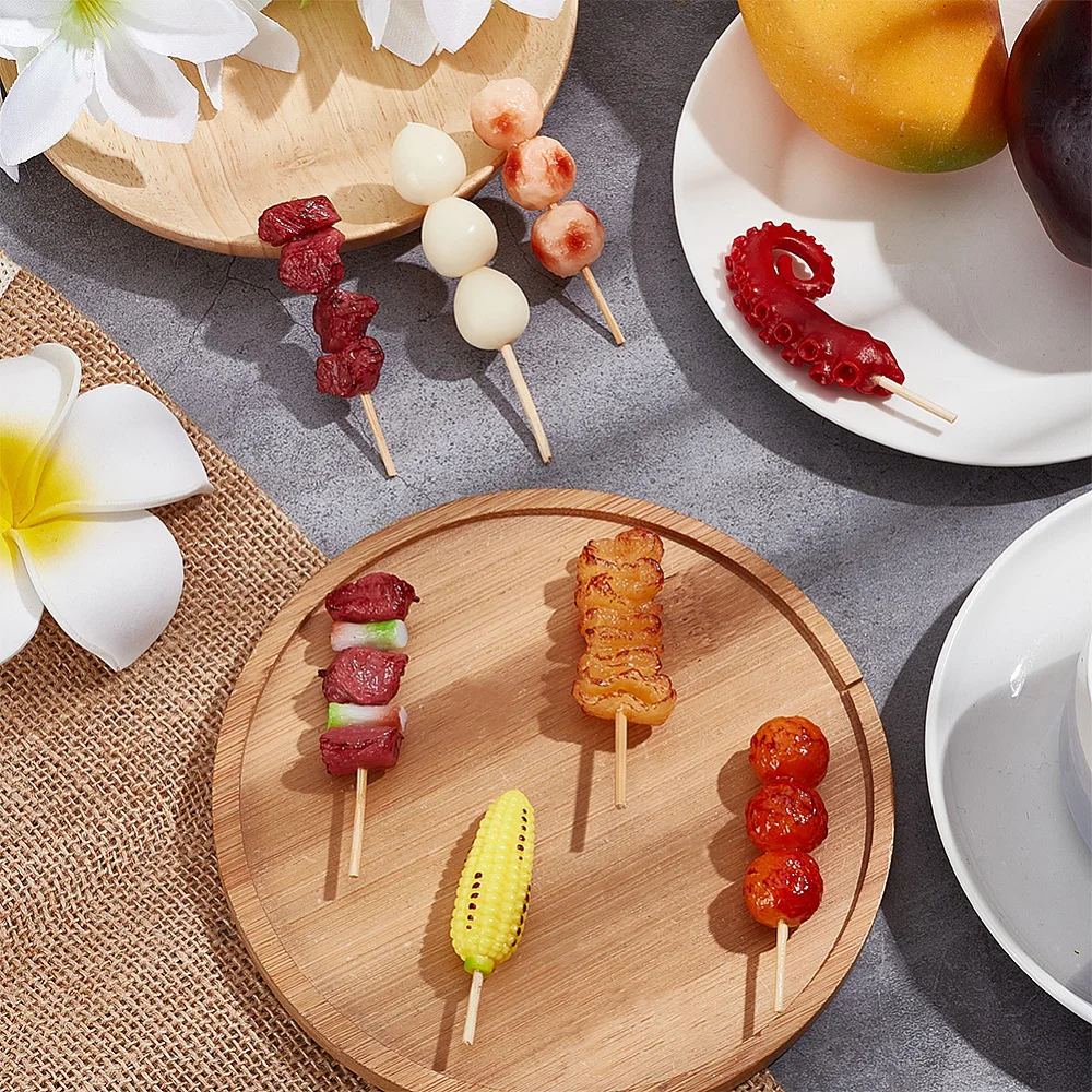 8 قطع 8 نمط محاكاة الغذاء البلاستيك نموذج مع عصا خشبية لدعائم دمية الديكور اكسسوارات مختلط اللون #4