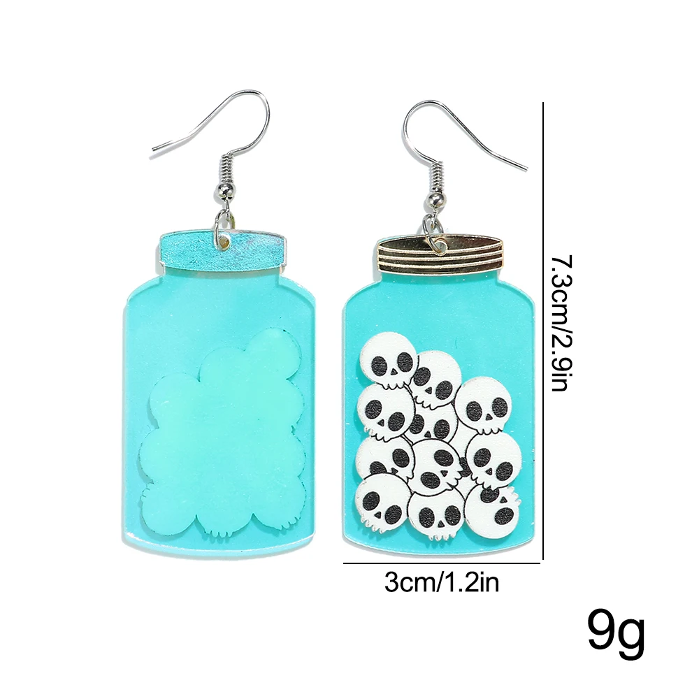 Halloween Creative Acrylic Long Earrings Spider Web Skull Bottle Hat Candies Earring Party Jewelry Gifts