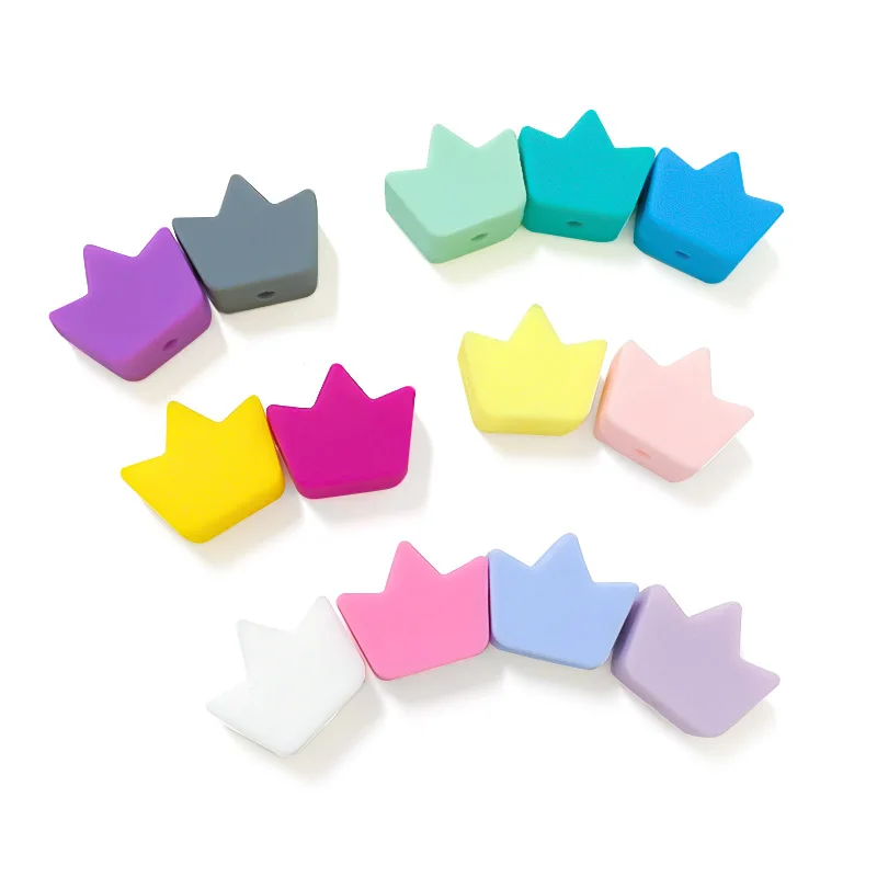 

50 шт., силиконовые бусины с короной, 17 мм, модные силиконовые бусины для изготовления ювелирных изделий, ожерелья, сделай сам, зажимы для цепочки для соски, детские игрушки, аксессуары