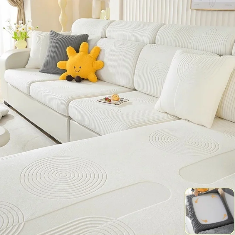 Elastic Jacquard Velvet Sofa Cushion Cover Sectional Couch Seat Covers Universal Slipcover Furniture Protector for Pets Kids