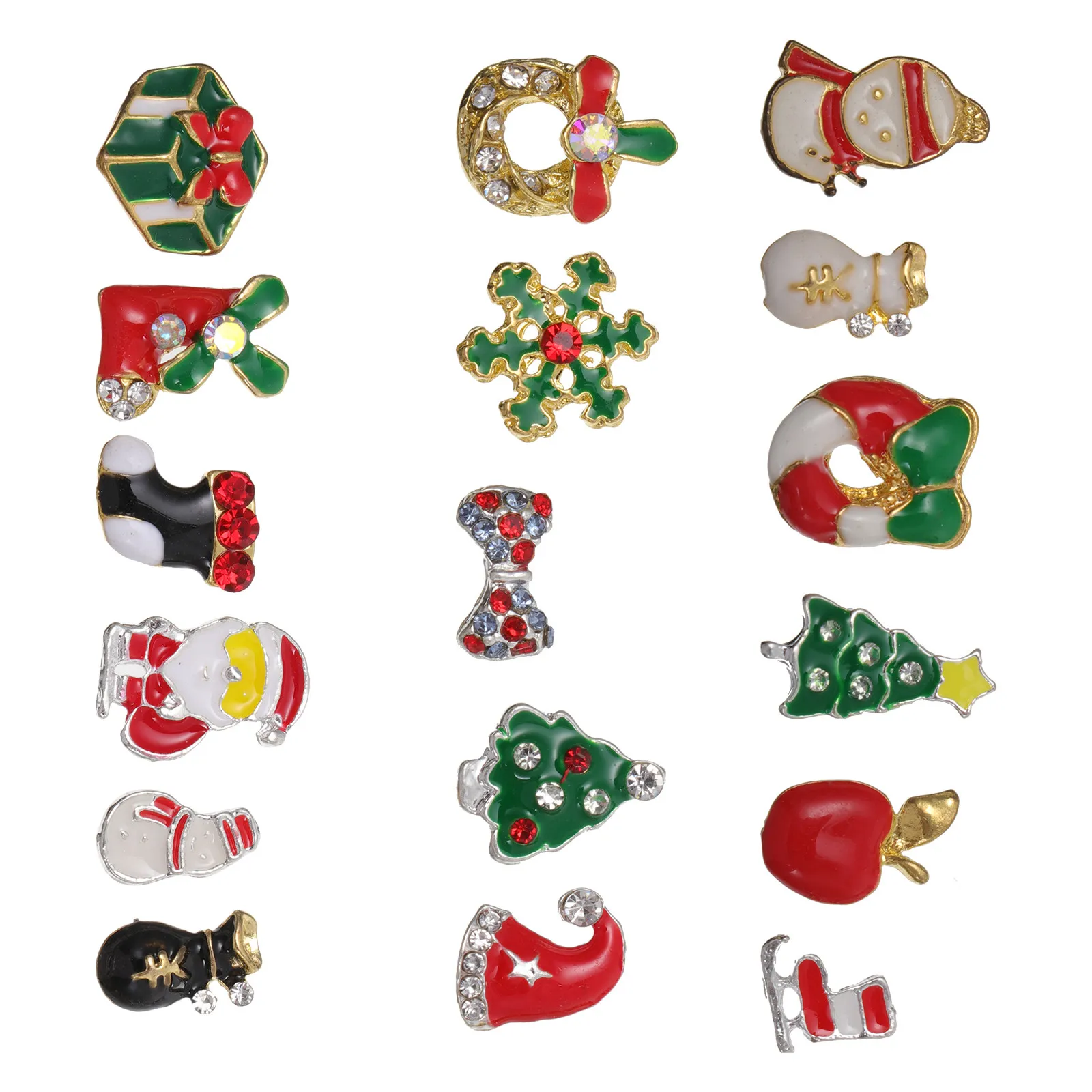 

20 шт. рождественских украшений для ногтей: стразы-заклепки из сплава, аксессуары для маникюра, подходят для вечеринок и фестивалей, декор для ногтей