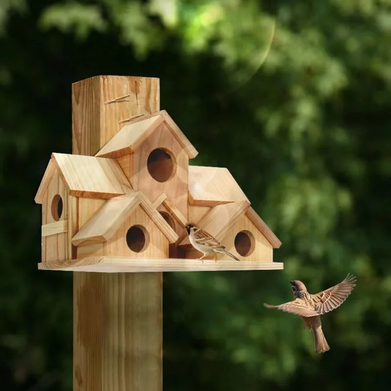 

1PCS Wooden Hummingbird House Solid Pine Bird Feeder - Outdoor Garden Yard Forest Decoration，Rustic Bird Nest for Gardeners