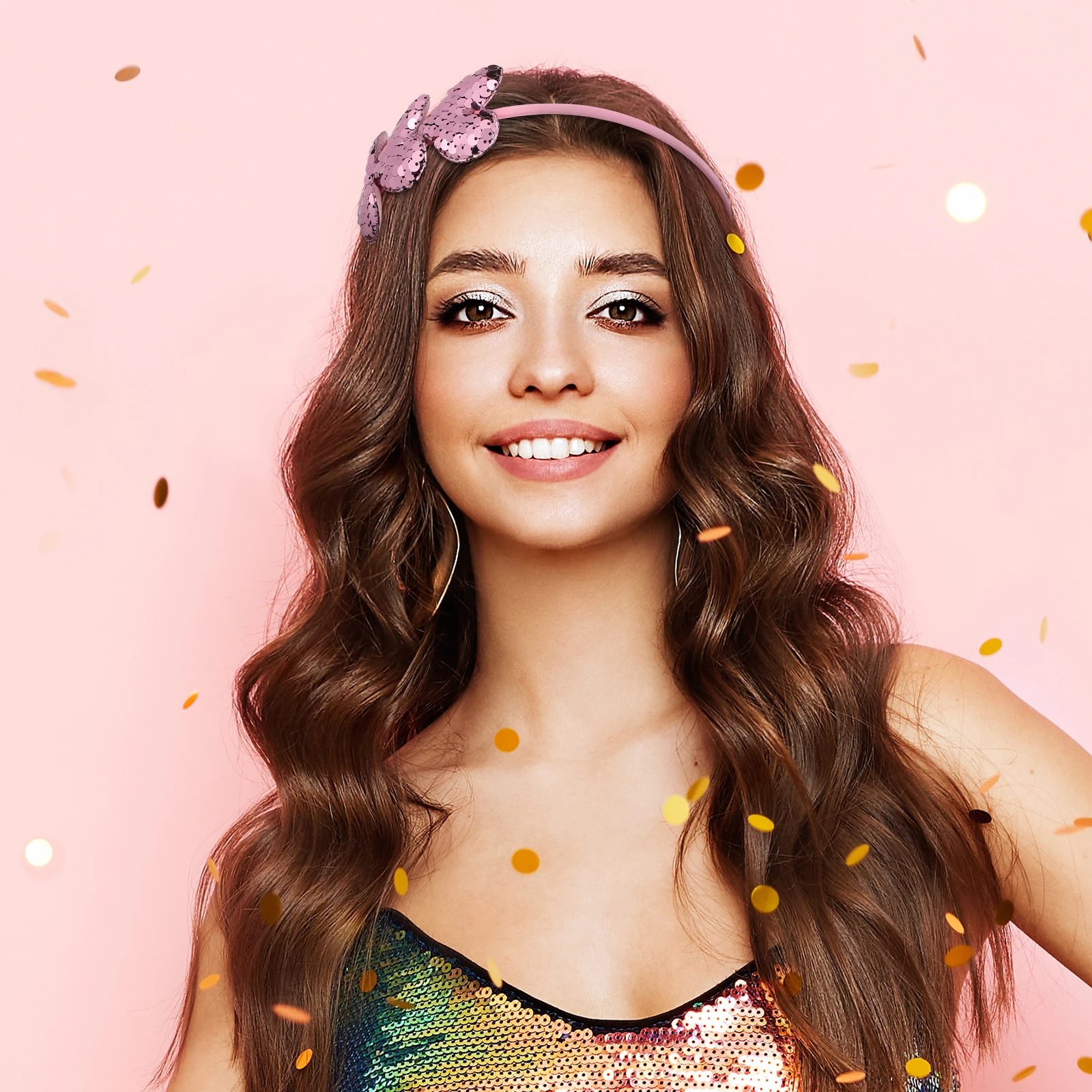 

2Pcs Heart Headbands Valentines Love Sequin Sparkly Hair Accessories Party Girls Glitter Headband Valentines Headbands for Women