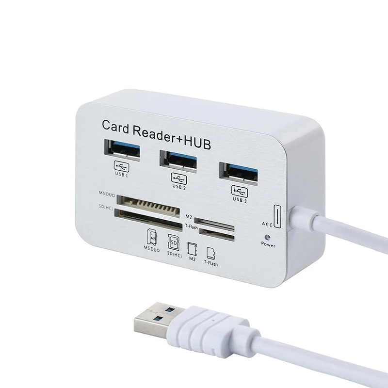 

High-Speed USB 2.0 Hub with 3 Ports And Multi-Card Reader for SD/TF/MS/MMC/M2 Plug & Play Laptop/Desktop Docking Station Adapter