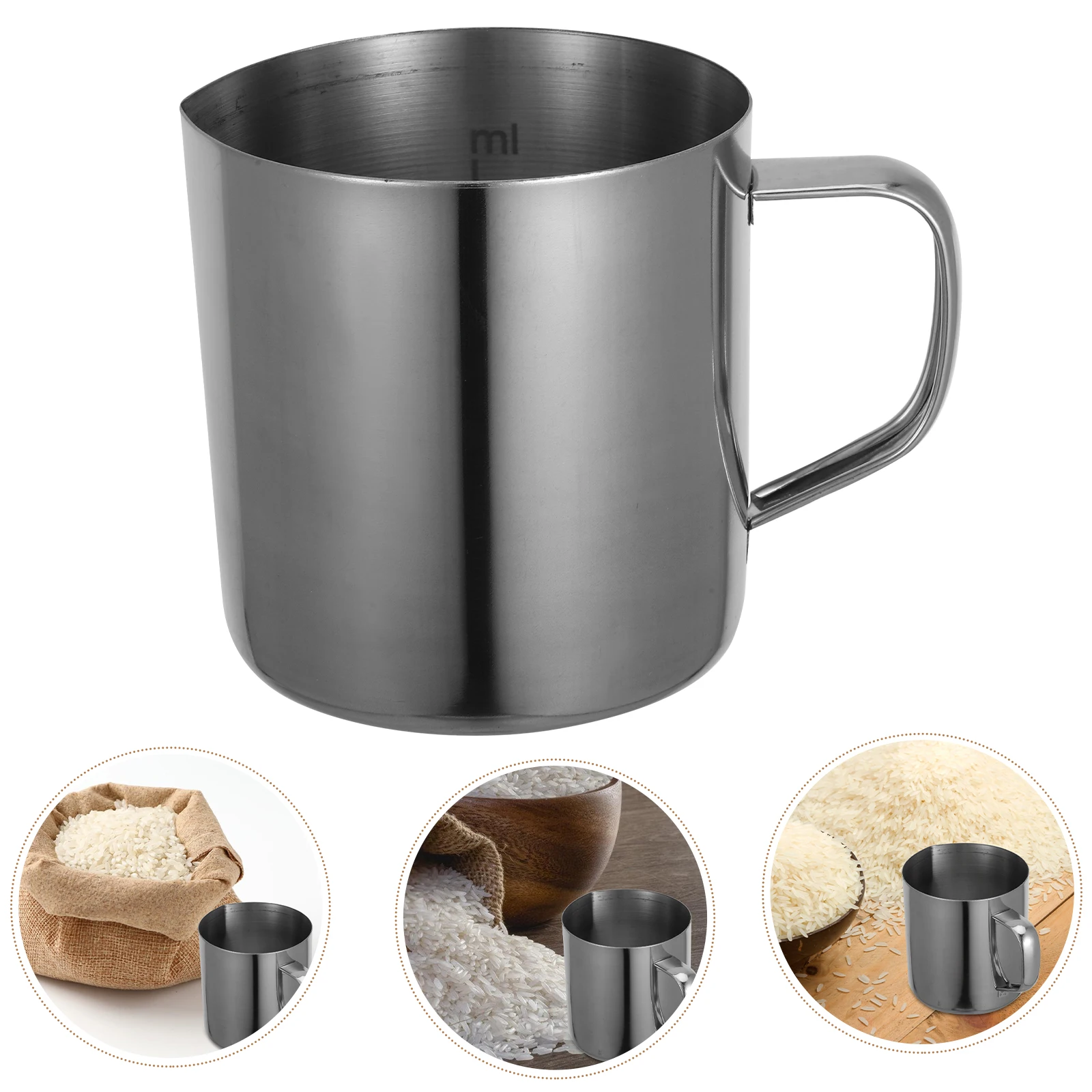 

1pc Stainless Steel Household Tool Compact Cup For Baking Metal Rice Container Wide Mouth Container Kitchen Accessories Rice