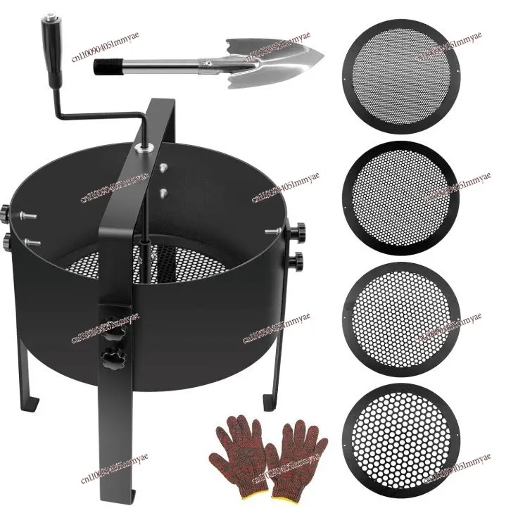 Rotating Metal Soil Sieve Compost Mesh Filter Garden Potted Dust Sieve Durable Home Gardening Solid Screening Tool