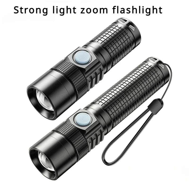 

New LED Strong Light Zoom Flashlight Outdoor Multifunctional Type-C Charging Portable P50 Long Range Mini Flashlight