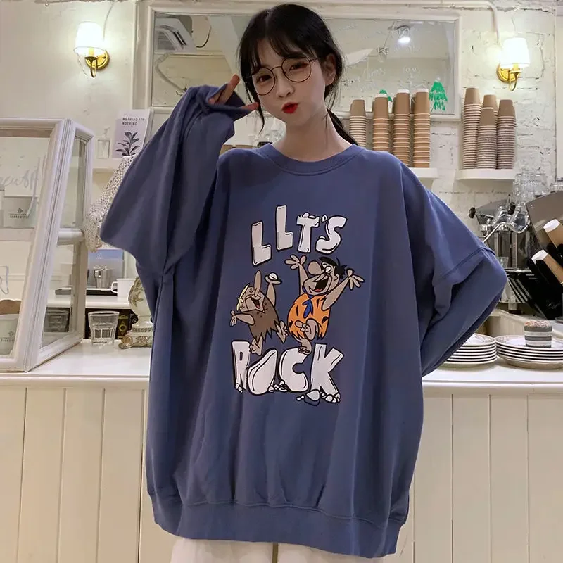 

2022 Spring and Autumn Harajuku Printed Women's Thin Sweatshirt Loose O-neck Women's Hoodie Sweatshirt Fashion Women's Pullover