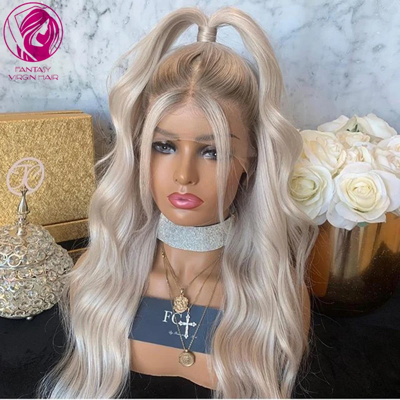 Full Lace Wig Brazilian Silver Lace Frontal Wig 100% Human Hair Wigs 613 Blonde Full Lace Human Hair Wig For Women