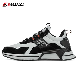 Baasploa New Men Fashion Leather Waterproof Casual Shoes Non-slip Wear-resistant Running Shoes Breathable Lightweight Sneakers