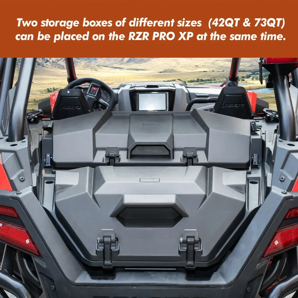 KEMIMOTO #2883751 73 QT Forward Cargo Box Rear Storage Bed Box Compatible with Polaris RZR PRO XP / 4 RZR Turbo R /4 2020-2024