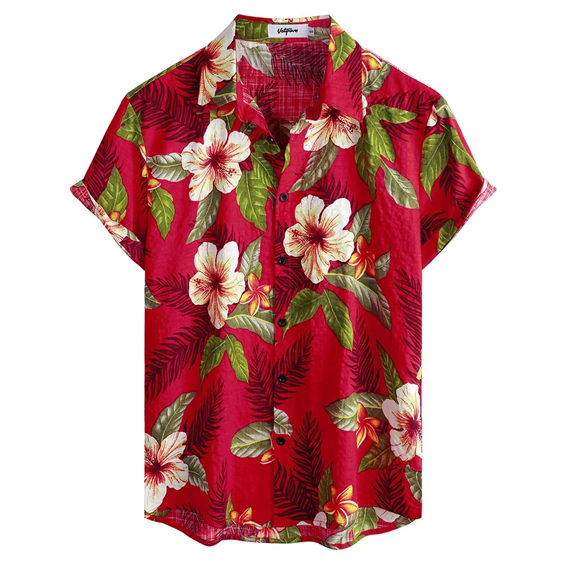 Mens Casual Hawaiian Floral Shirts 3D Full Print Short Sleeve Button Down Tropical Beach Shirts for Men Camisa Manga Masculina