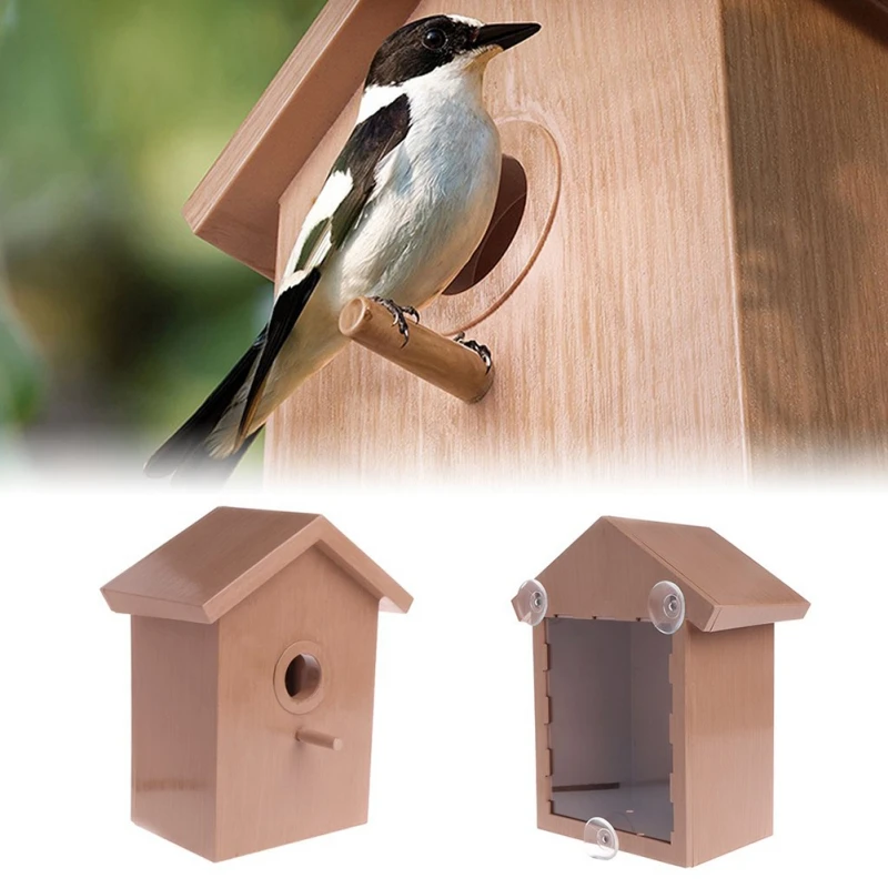 Bird House with Strong Suction Cup for Outside See Through Plastic Birdhouse Outdoors Bird Nest for Garden Window