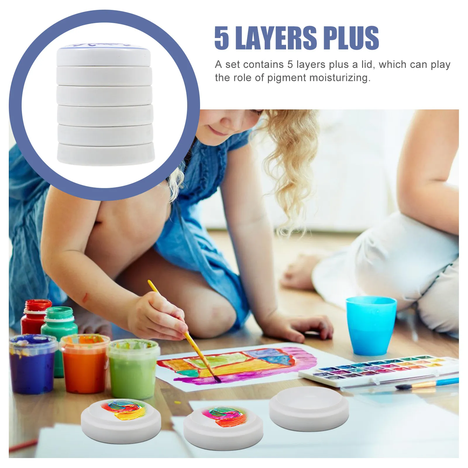 1Set Five-Tier Pigment Holder Tray Ceramic Paint Tray for Artists Crafters Watercolor Acrylic Gouache Oil Painting
