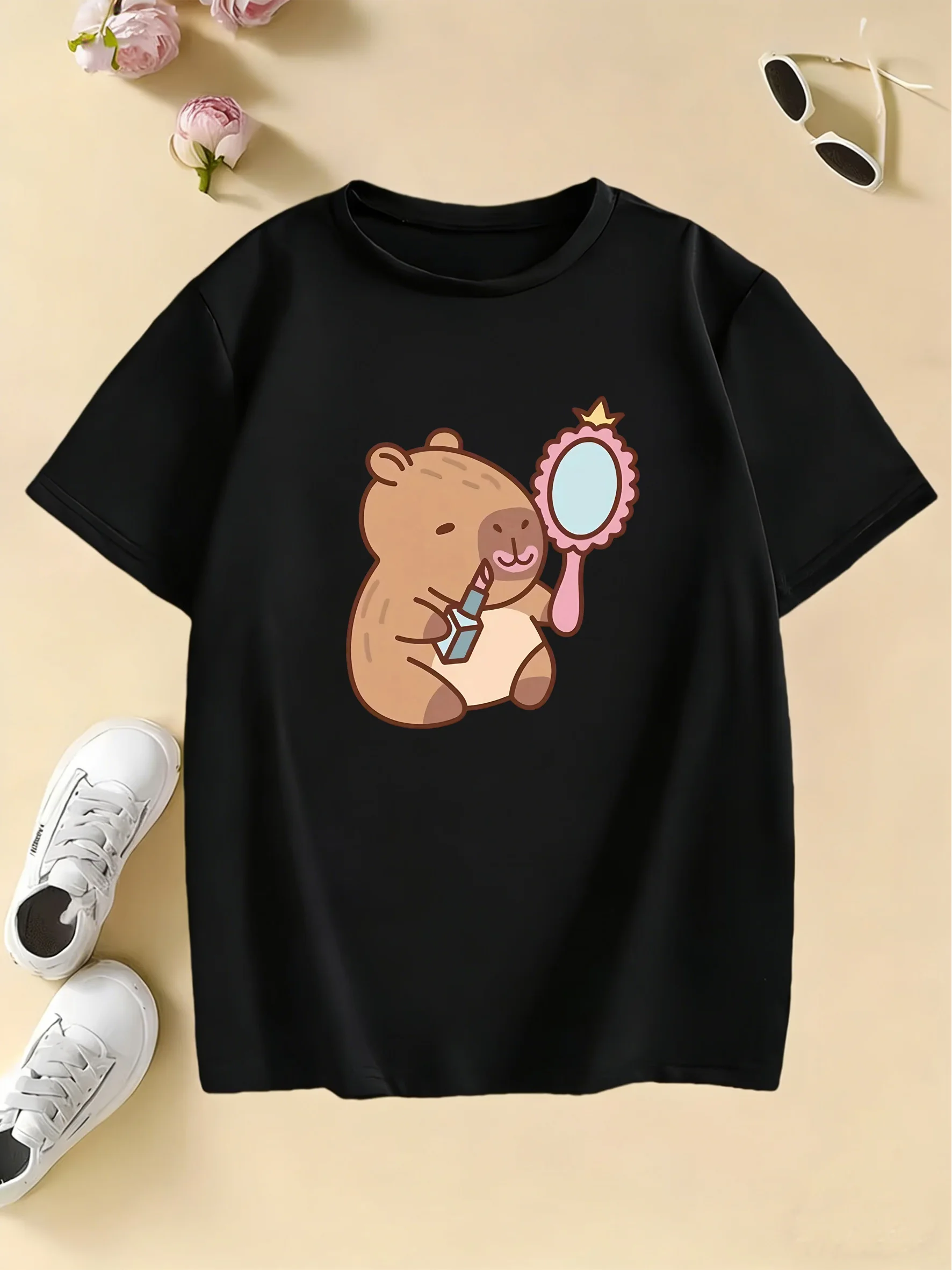 Hip Hop Streetwear Capybara T Shirts Manga Kids Children's T-shirt Boys Girls Summer Spring Casual Top Tee Shirt Short Sleeve